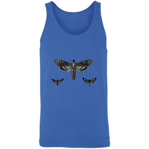 "Nocturnal birds" Illustration of moths, unisex tank top. BARS