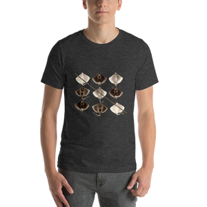 Tic-Tac-Toe Mantas, in sepia. Short-Sleeve Unisex T-Shirt