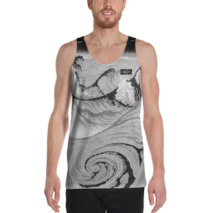 "The whirlpools of Naruto at Awa" by Hiroshige Utagawa, In GOLD and SILVER. Unisex Tank Top
