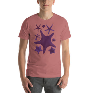 "Marine creaturz" collection, "Ultraviolet" purple Sea stars illustration on Short-Sleeve Unisex T-Shirt