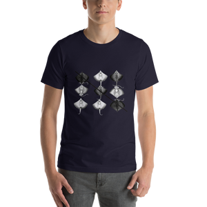 Tic-Tac-Toe Mantas, in Black and White. Short-Sleeve Unisex T-Shirt