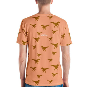 Funky Dino in Pixel art, GOLDEN T-rex. In Peach Orange. Men's T-shirt