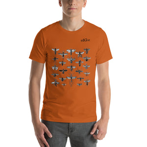 "Insect Vibrations" in aluminium grey, front panel style, Short-Sleeve Unisex T-Shirt