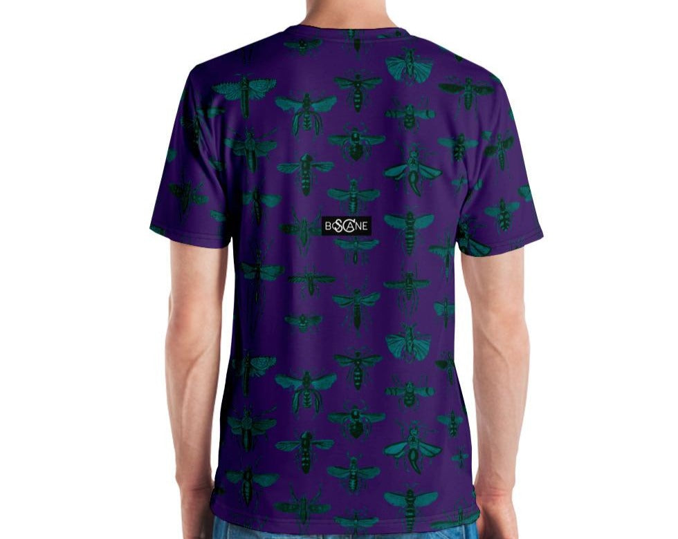 "Insect Vibrations" in emerald blue (design's color). Indigo. short-sleeved T-shirt