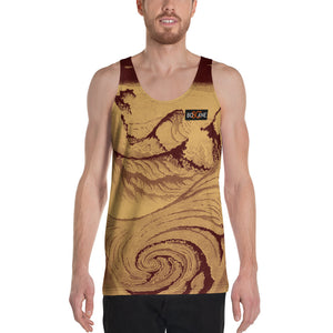 "The whirlpools of Naruto at Awa" by Hiroshige Utagawa, In GOLD and SILVER. Unisex Tank Top