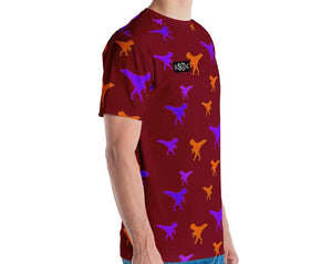 Funky Dino in Pixel art, Purple & Orange T-rex. 4 COLOR VARIANTS. Men's T-shirt