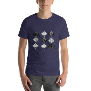 Tic-Tac-Toe Mantas, in Black and White. Short-Sleeve Unisex T-Shirt