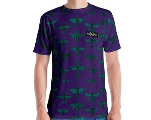 "Insect Vibrations" in emerald blue (design's color). In 5 COLOR VARIANTS. short-sleeved T-shirt