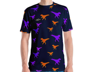 Funky Dino in Pixel art, Purple & Orange T-rex. 4 COLOR VARIANTS. Men's T-shirt