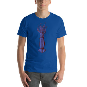 Squid Illustration, in Ultraviolet purple. Short-Sleeve Unisex T-Shirt