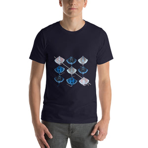 Tic-Tac-Toe Mantas, in a special chromatic effect. Short-Sleeve Unisex T-Shirt