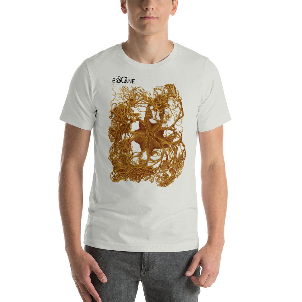 Basket star with tangled legs, in deep gold color. Short-Sleeve Unisex T-Shirt